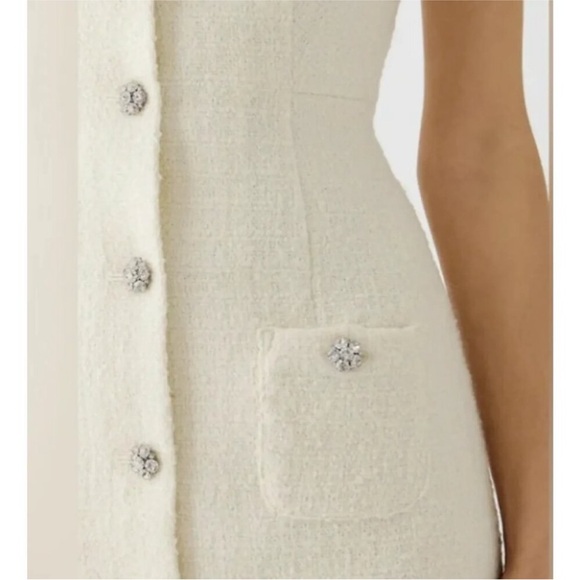 J.Crew Sophia sleeveless mini in natural tweed jewel button dress (size 8) - Picture 2 of 7